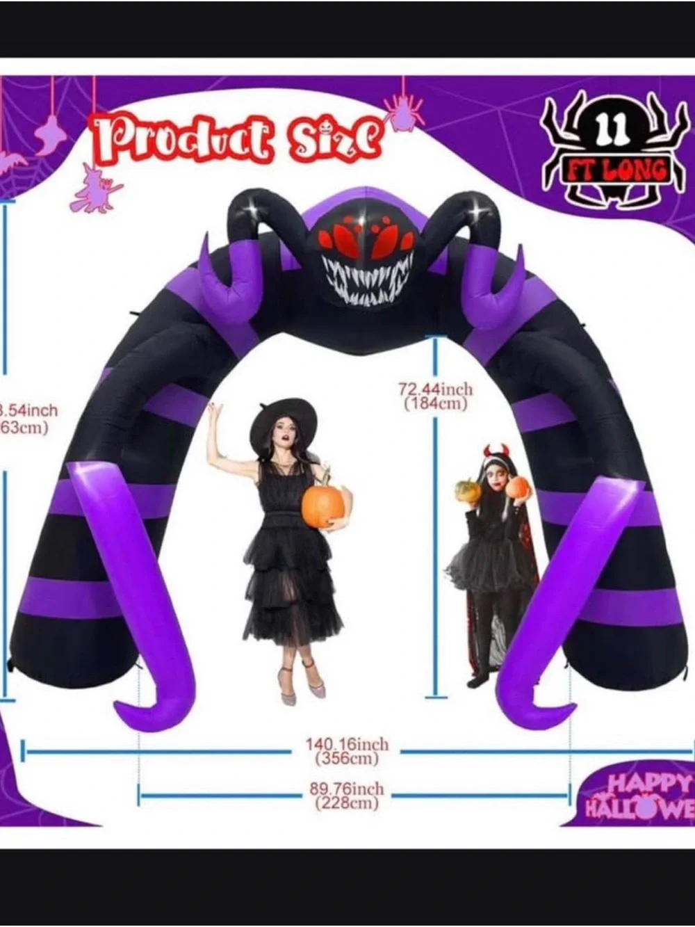 GIANT Halloween Inflatable Spider 🕷️ Black & Purple – HUGE Yard Decoration